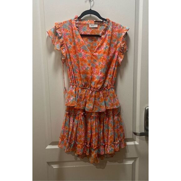 RESET BY JANE Orange Floral  print Lexi Mini Dress size S NWOT$168 - Picture 2 of 5